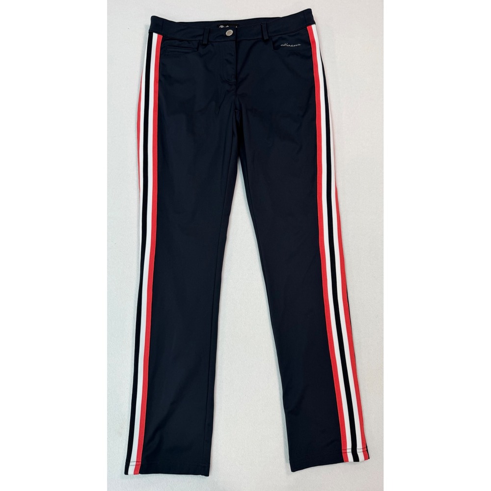 Abacus Count On It Navy Blue Golf Pants Red White Side Stripe Womens Size 6/36